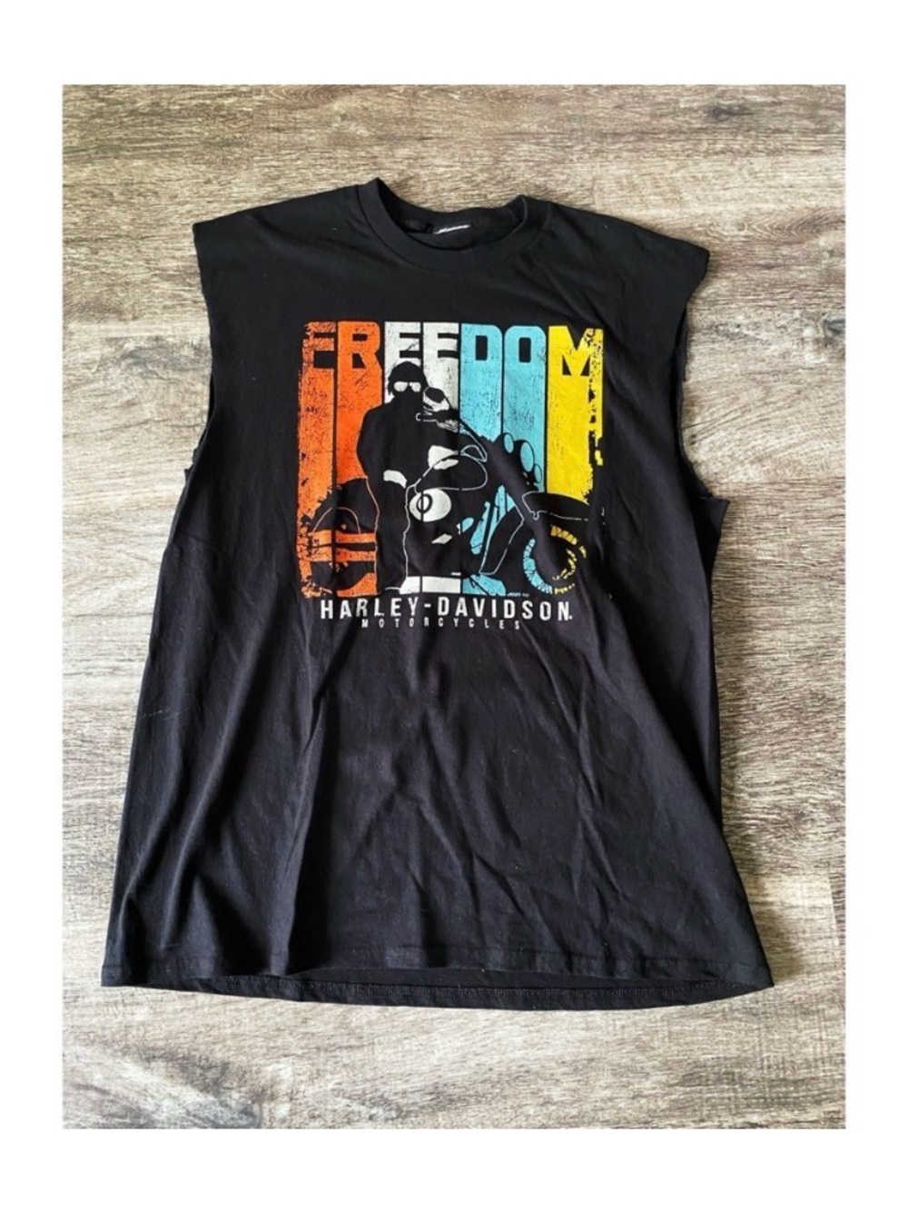 HARLEY DAVIDSON Men’s Black Freedom Cut Off Tank Top - Picture 2 of 3